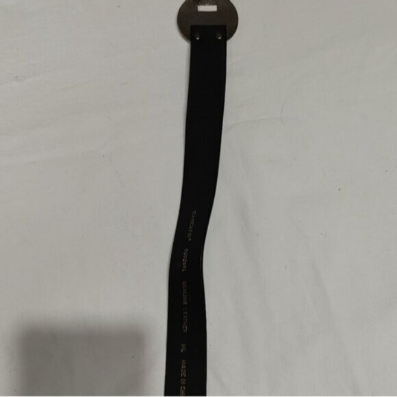 Chicos Black Leather Adjustable Belt w/ Geometric Silvertone Metal Buckle - Picture 8 of 11